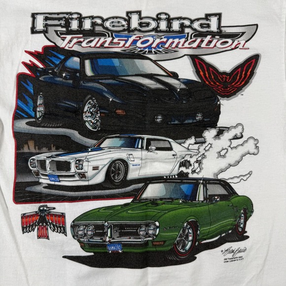 VTG Y2K Pontiac Firebird Transformation Graphic T-Shirt White Mens Small S - Picture 6 of 6